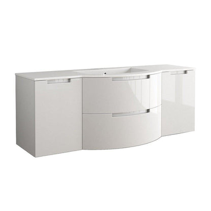 LaToscana Oasi 57" White Wall-Mounted Vanity Set With Left & Right Side Cabinets