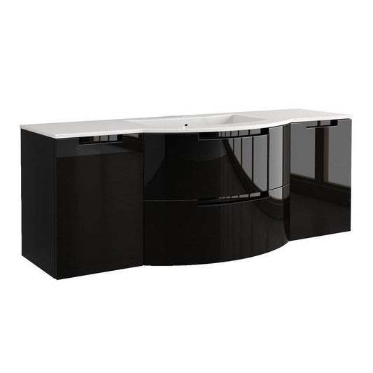 LaToscana Oasi 67" Black Wall-Mounted Vanity Set With Left & Right Side Cabinets