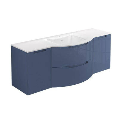 LaToscana Oasi 67" Blue Distante Wall-Mounted Vanity Set With Left & Right Side Cabinets