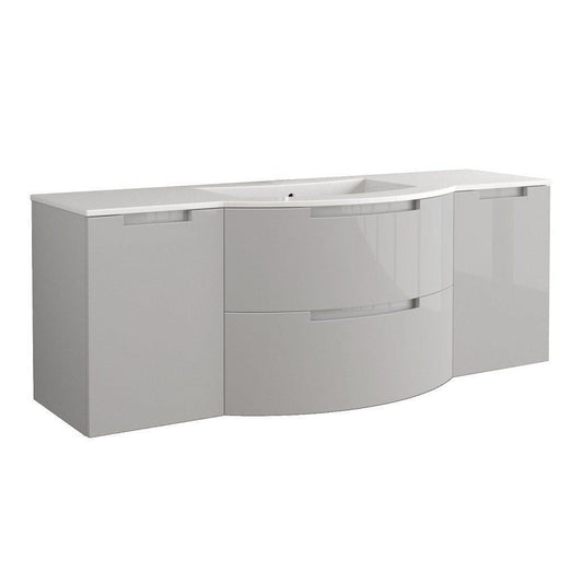 LaToscana Oasi 67" Gray Wall-Mounted Vanity Set With Left & Right Side Cabinets