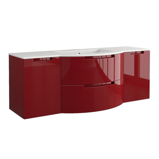 LaToscana Oasi 67" Red Wall-Mounted Vanity Set With Left & Right Side Cabinets