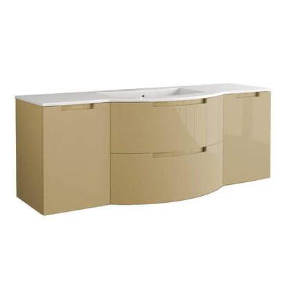 LaToscana Oasi 67" Sand Wall-Mounted Vanity Set With Left & Right Side Cabinets