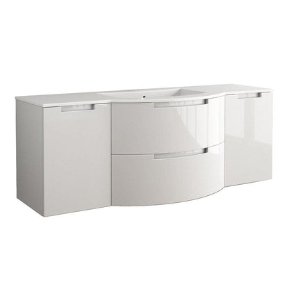 LaToscana Oasi 67" White Wall-Mounted Vanity Set With Left & Right Side Cabinets