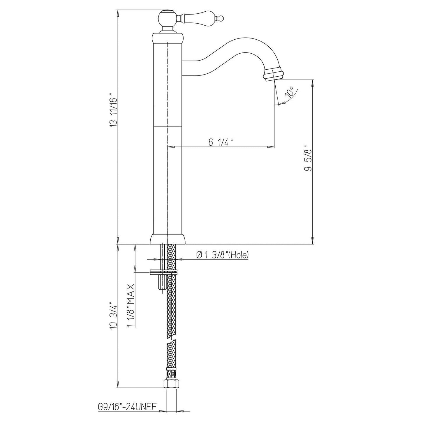 LaToscana Ornellaia Brushed Nickel Tall Single Lever Handle Lavatory Vessel Faucet