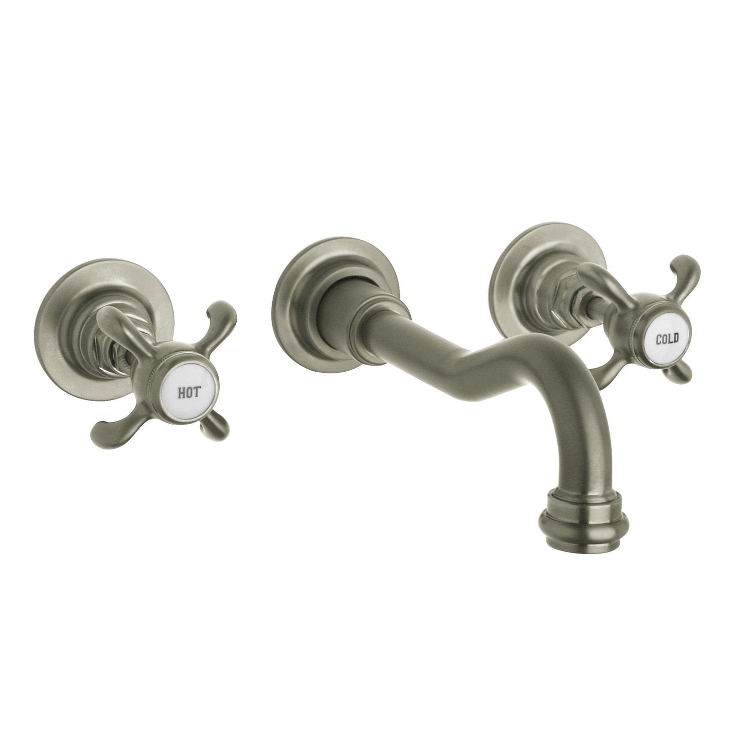 LaToscana Ornellaia Brushed Nickel Wall-Mounted Lavatory Faucet With Cross Handles