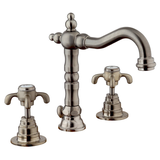 LaToscana Ornellaia Brushed Nickel Widespread Lavatory Faucet With Cross Handles