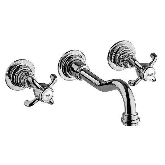 LaToscana Ornellaia Chrome Wall-Mounted Lavatory Faucet With Cross Handles