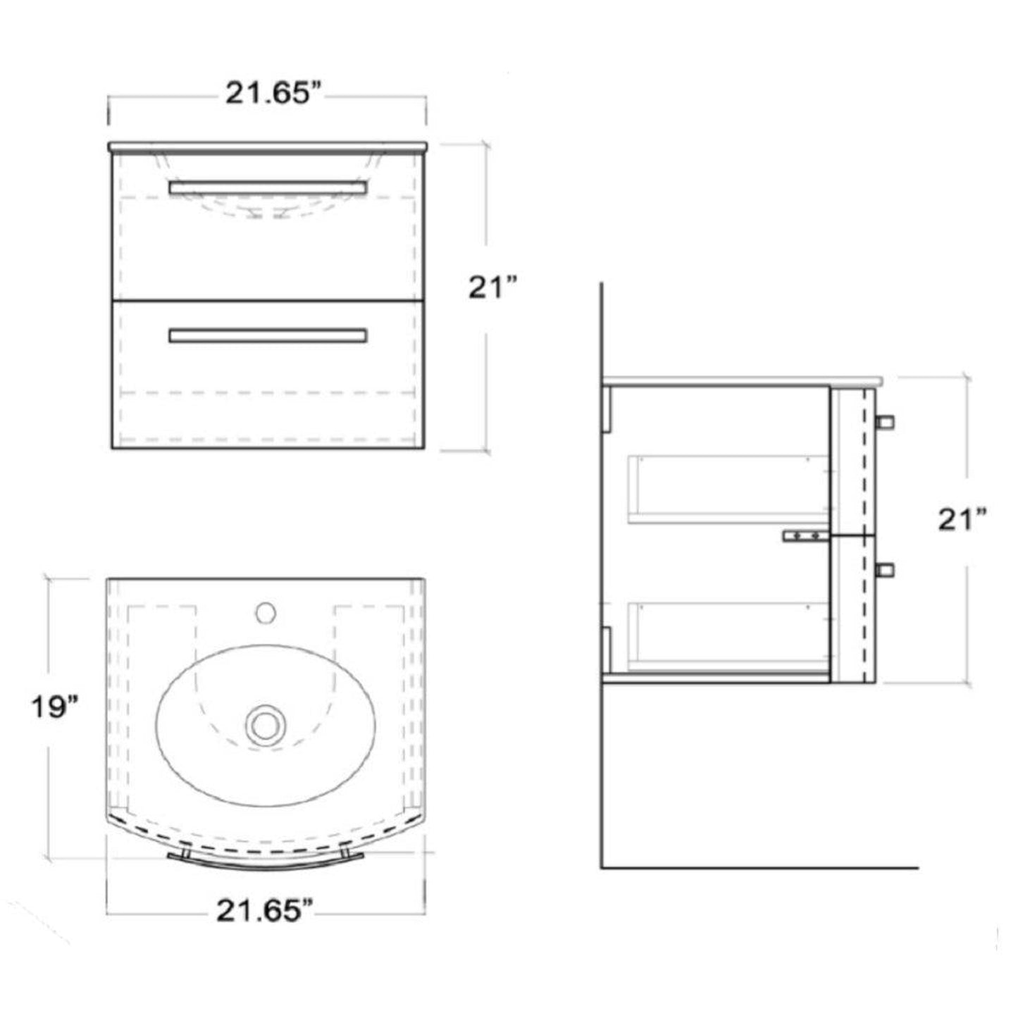 LaToscana Palio 22" Red Wall-Mounted Vanity