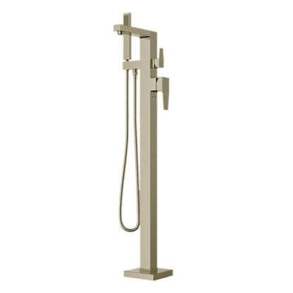 LaToscana Quadro Brushed Nickel Floor-Mounted Freestanding Tub Filler With Handheld Shower