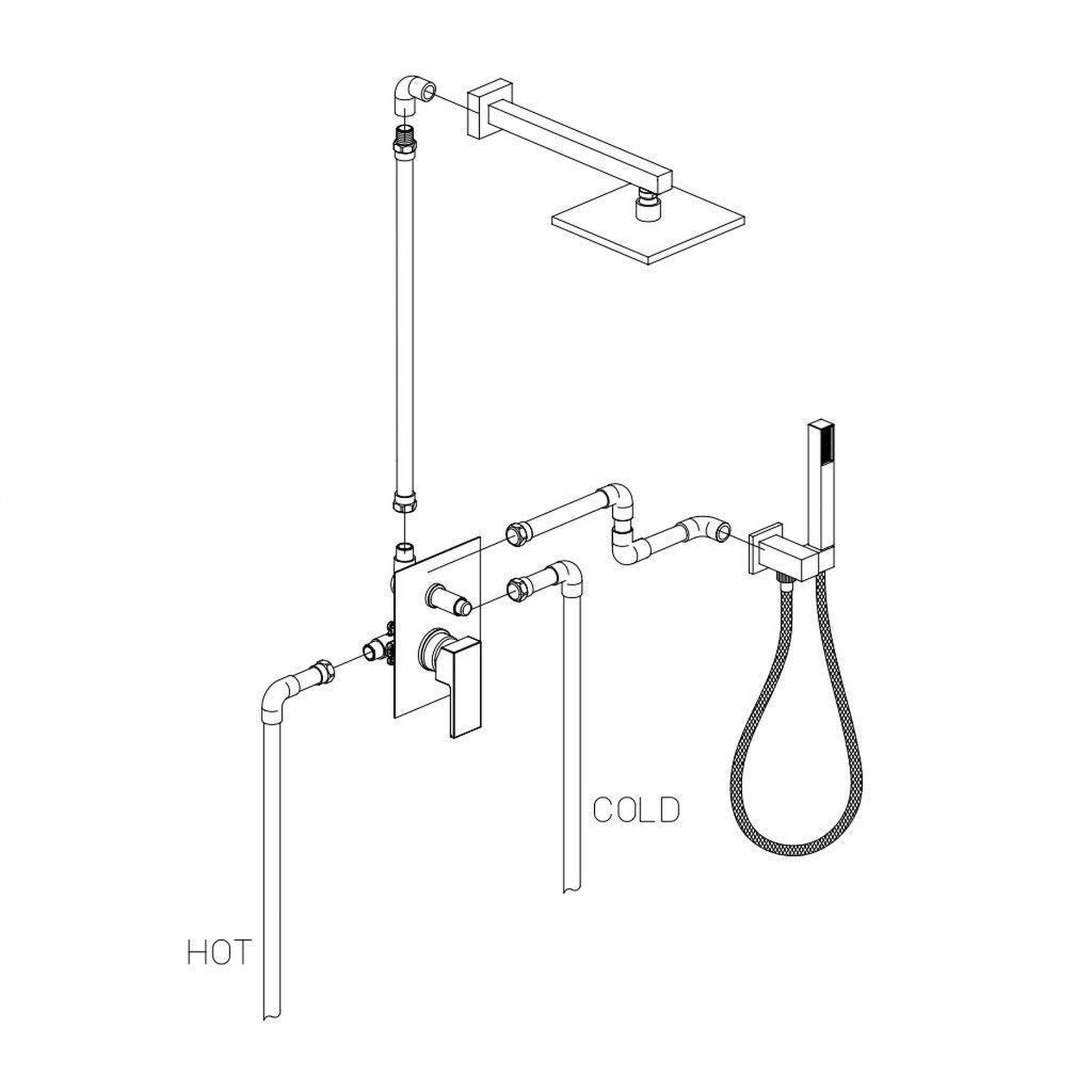 LaToscana Quadro Brushed Nickel Pressure Balance Shower Kit With Handheld Shower