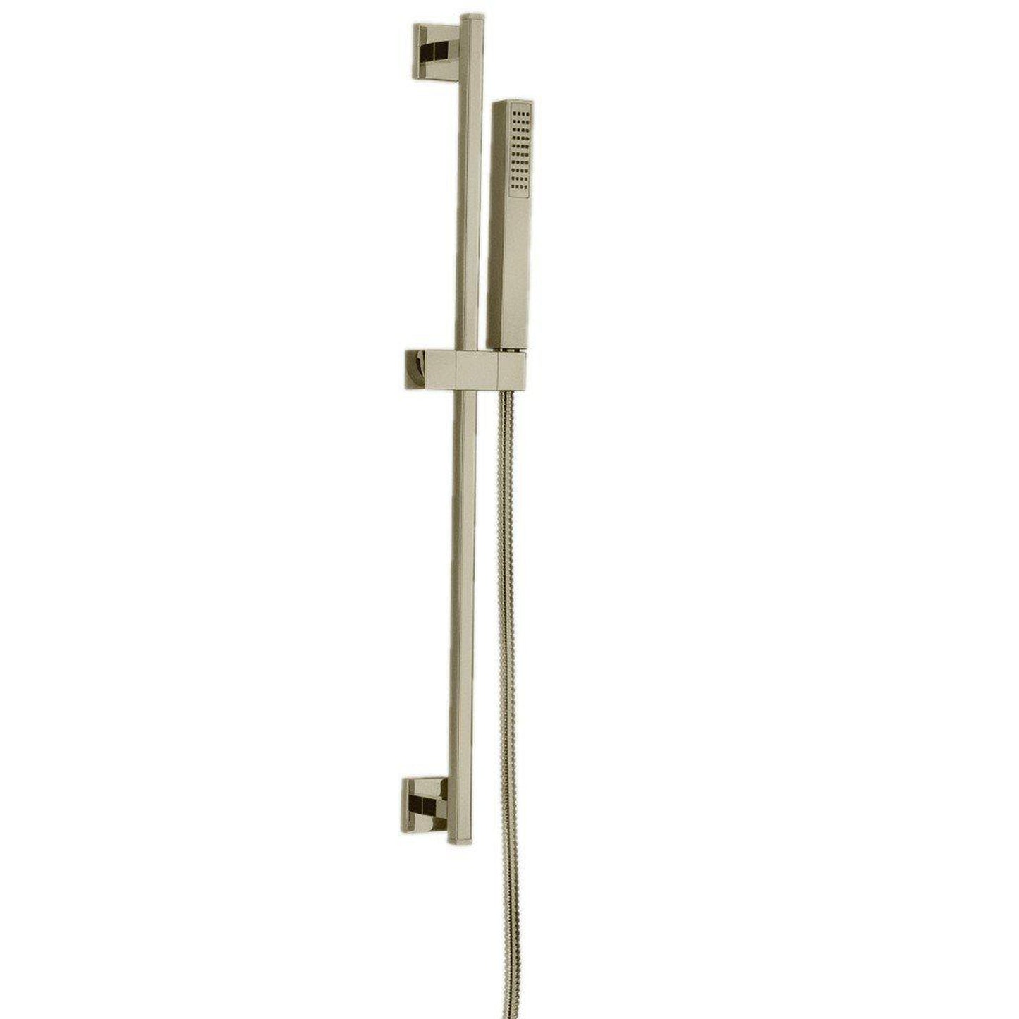 LaToscana Quadro Brushed Nickel Wall-Mounted Slide Bar Kit With Single Jet Handheld Shower