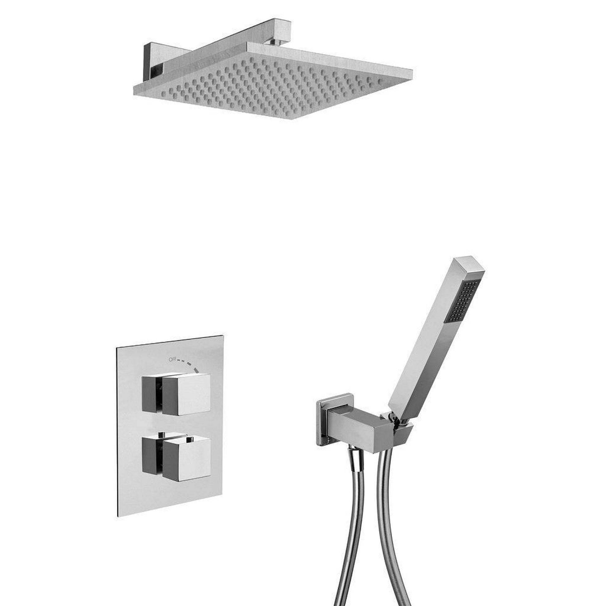 LaToscana Quadro Chrome Thermostatic Shower Kit With Handheld Shower