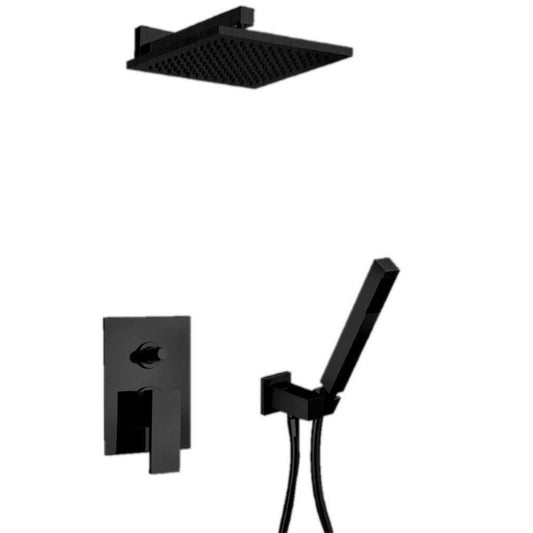 LaToscana Quadro Matt Black Pressure Balance Shower Kit With Handheld Shower