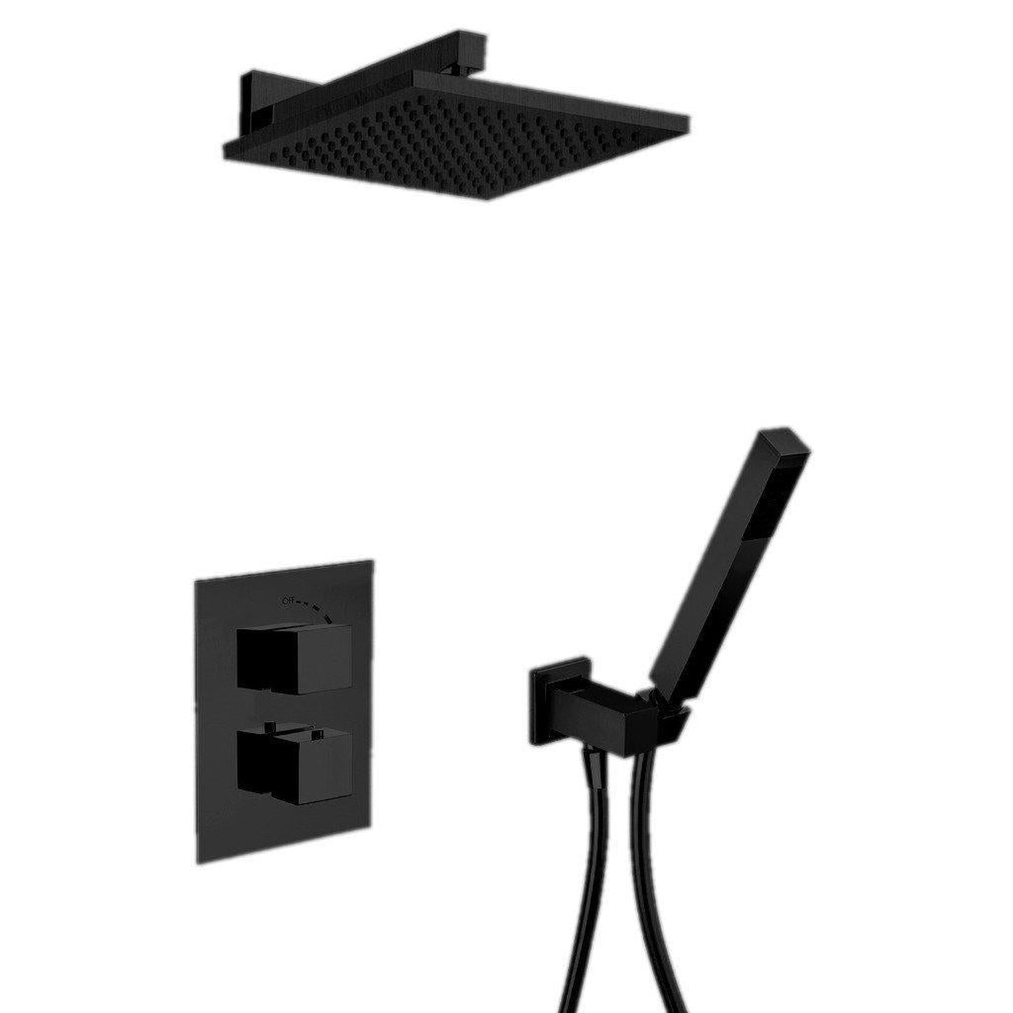 LaToscana Quadro Matt Black Thermostatic Shower Kit With Handheld Shower