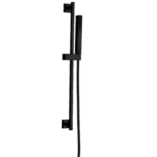 LaToscana Quadro Matt Black Wall-Mounted Slide Bar Kit With Single Jet Handheld Shower