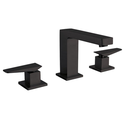 LaToscana Quadro Matt Black Widespread Lavatory Faucet With Lever Handles