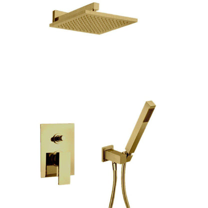LaToscana Quadro Matt Gold Pressure Balance Shower Kit With Handheld Shower