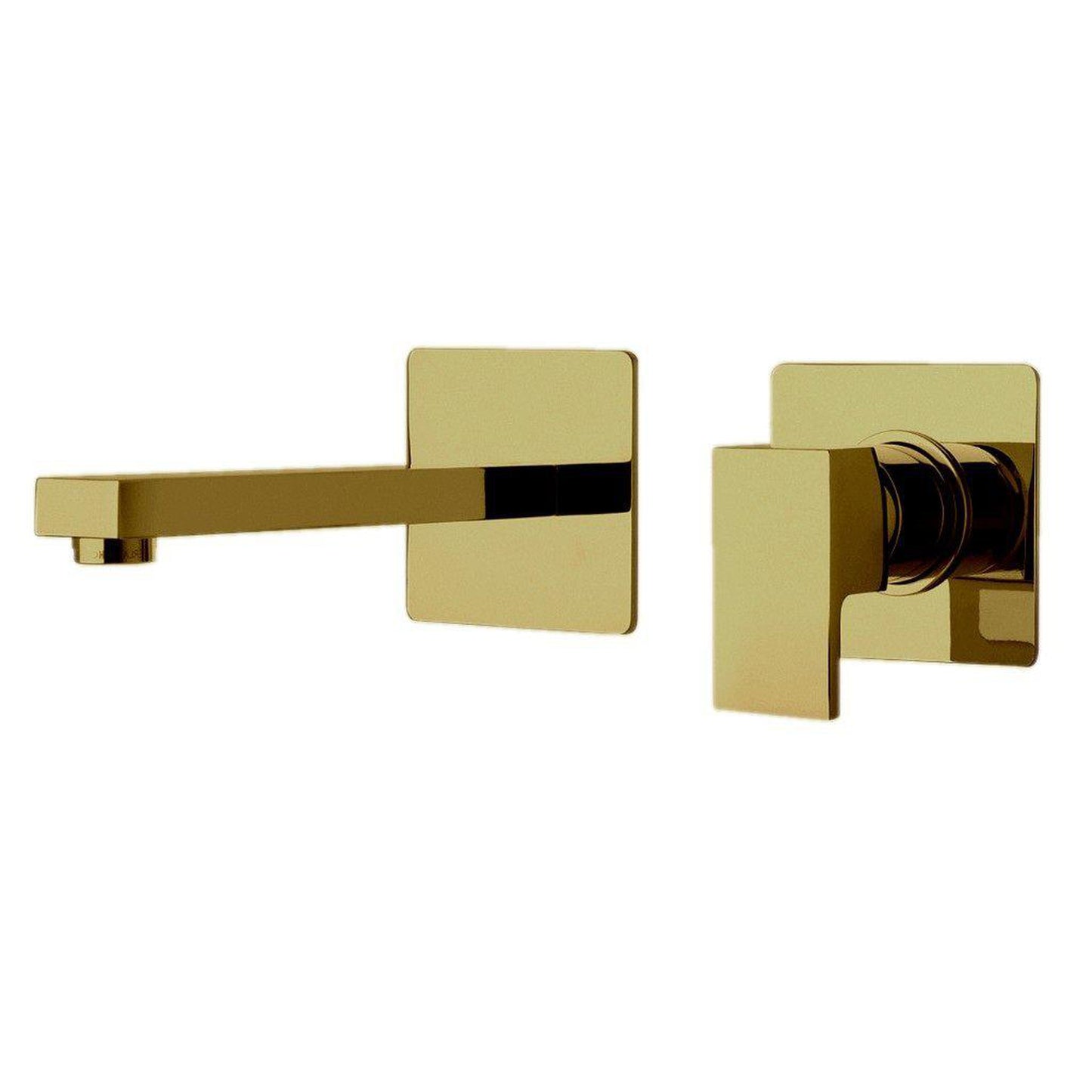 LaToscana Quadro Matt Gold Wall-Mounted Lavatory Faucet With Lever Handle