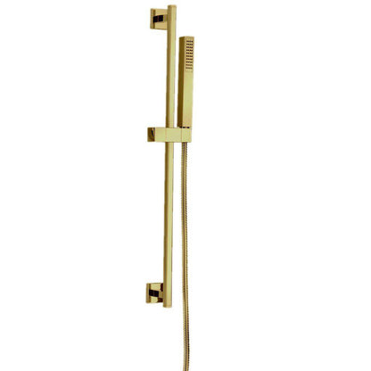 LaToscana Quadro Matt Gold Wall-Mounted Slide Bar Kit With Single Jet Handheld Shower