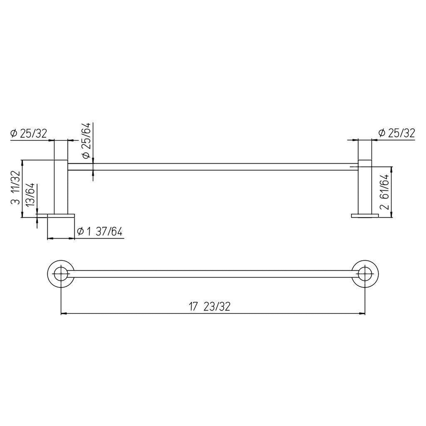 LaToscana Round 18" Brushed Nickel Wall-Mounted Towel Bar