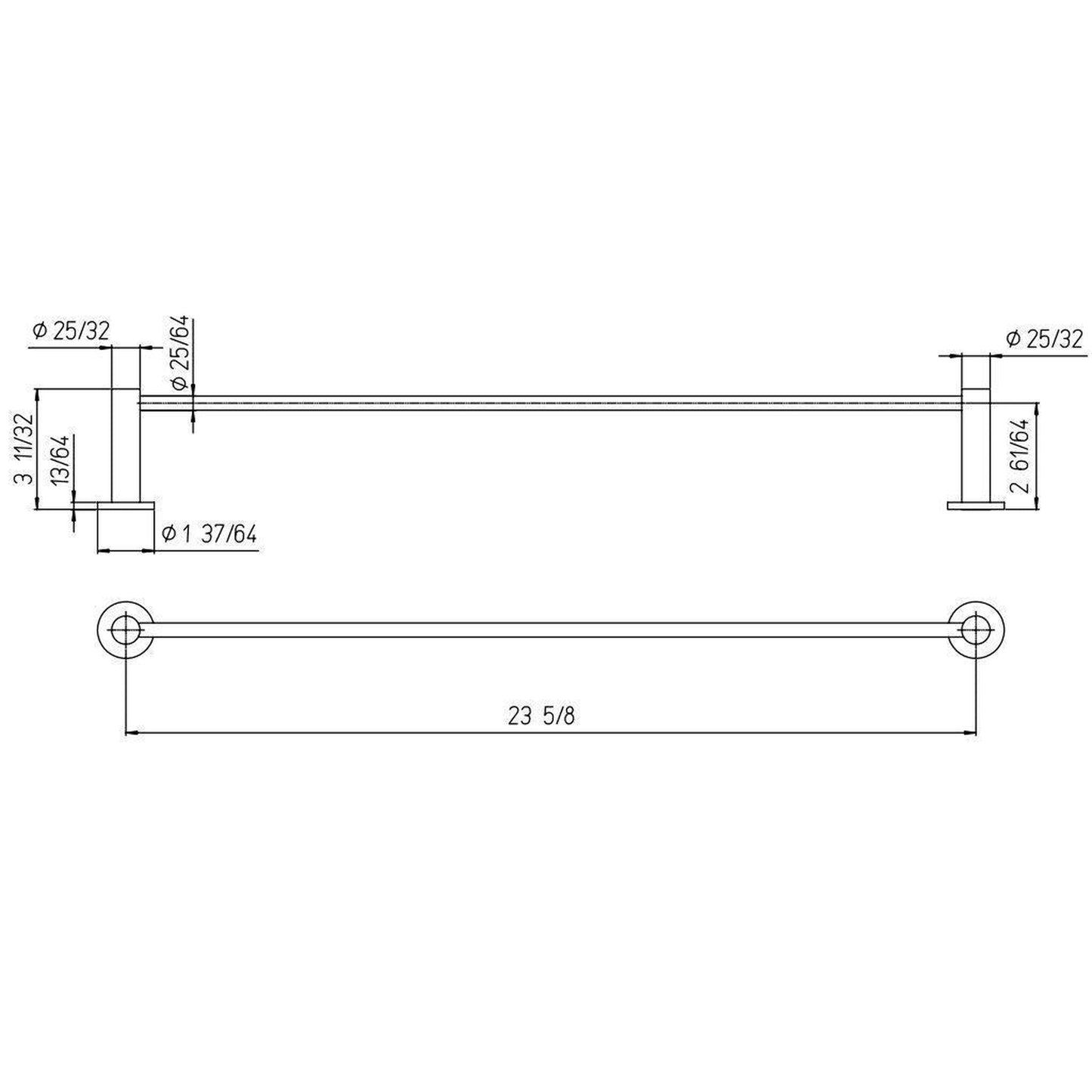 LaToscana Round 24" Brushed Nickel Wall-Mounted Towel Bar
