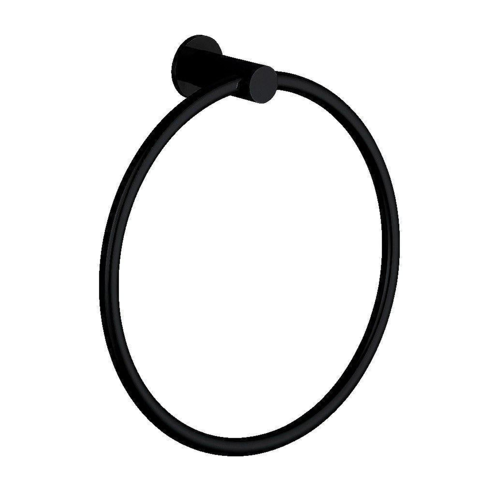 LaToscana Round Matt Black Wall-Mounted Towel Ring