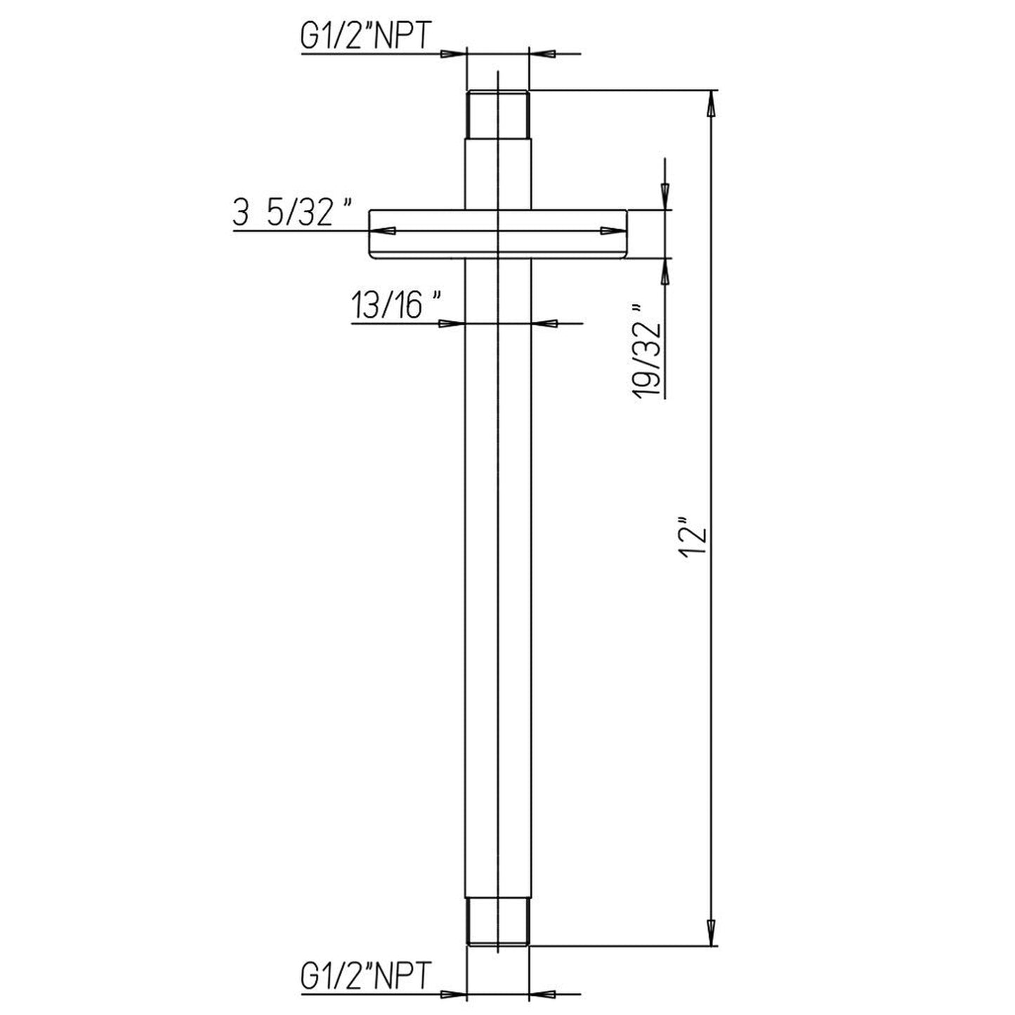 LaToscana Shower Line 12" Round Brushed Nickel Ceiling-Mounted Shower Arm