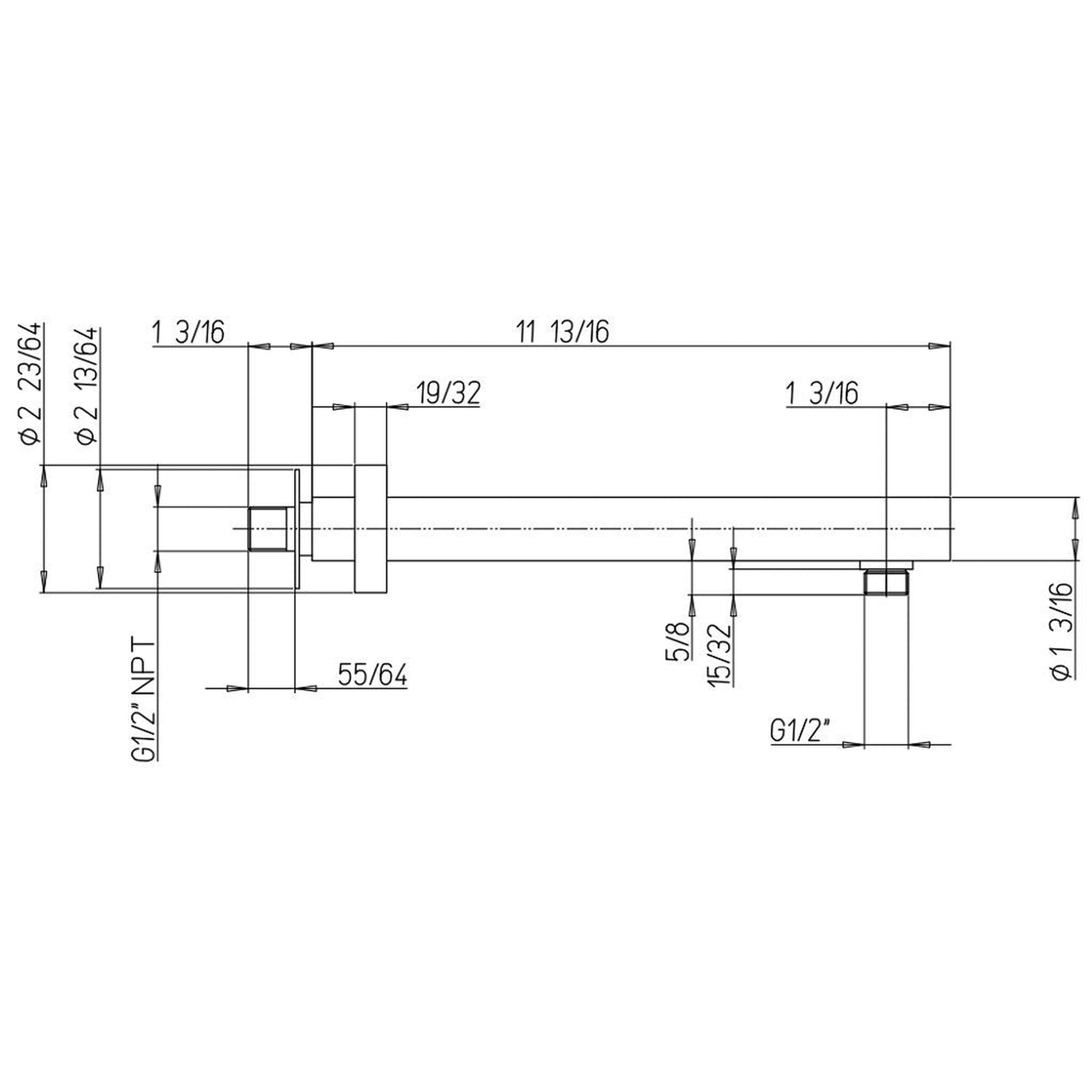 LaToscana Shower Line 12" Round Brushed Nickel Wall-Mounted Shower Arm