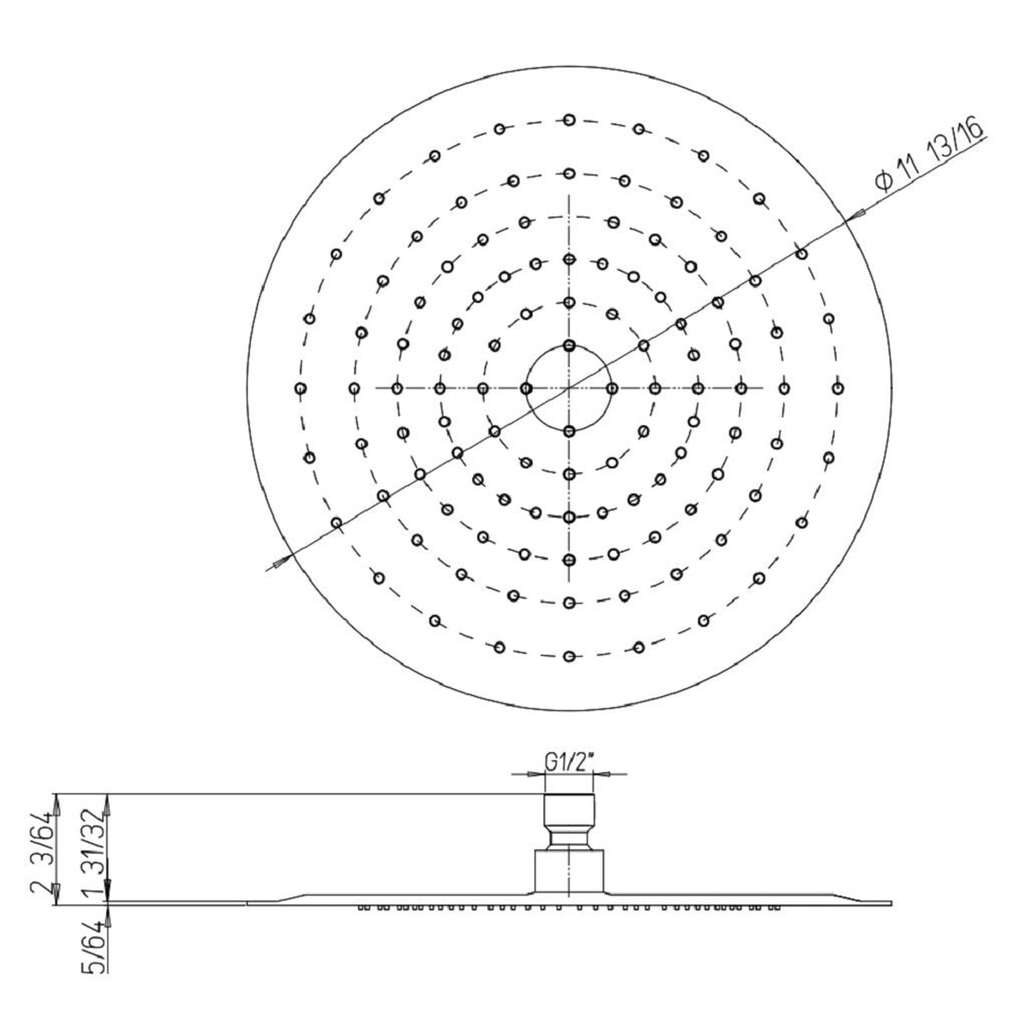 LaToscana Shower Line 12" Round Chrome Extra Slim Shower Head