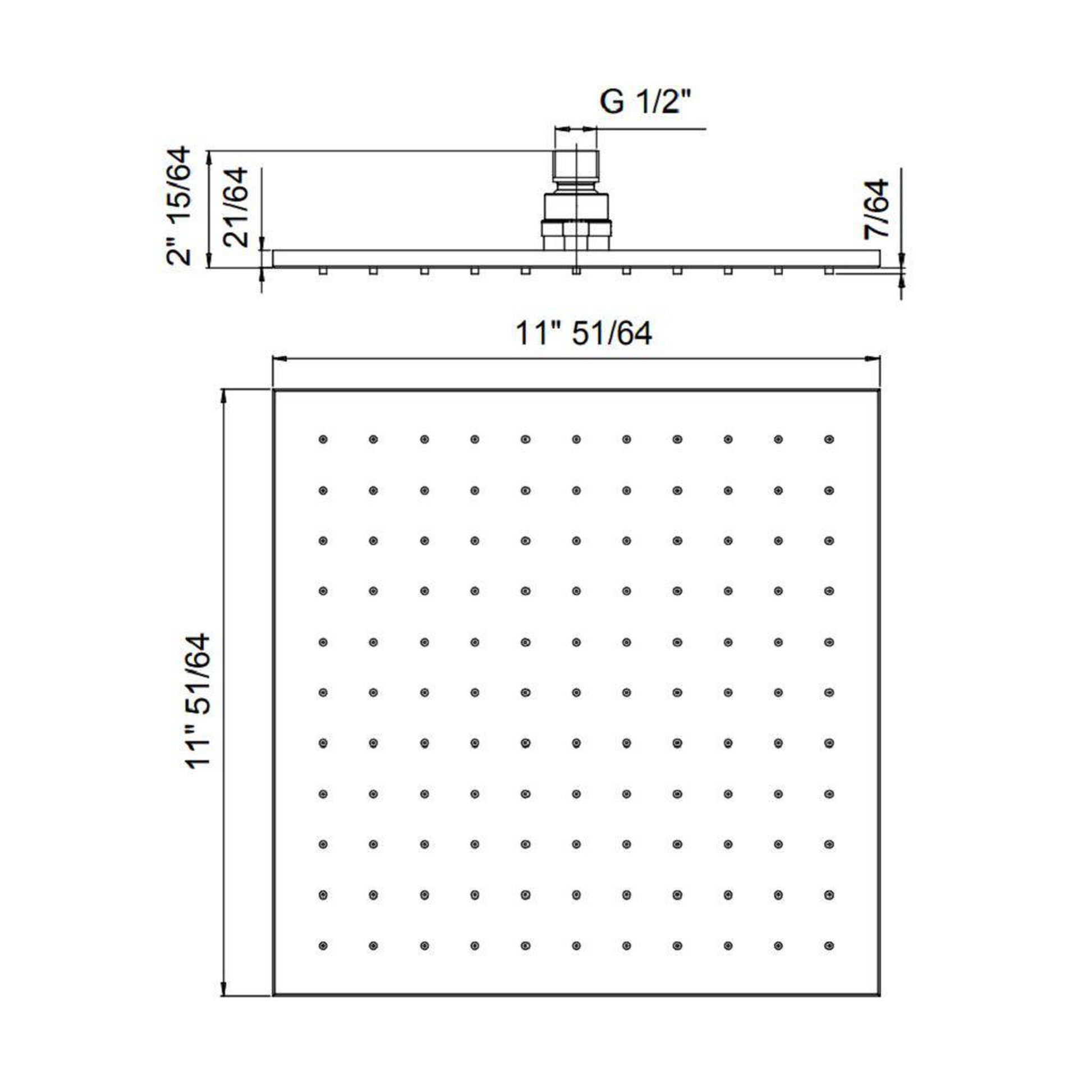 LaToscana Shower Line 12" Square Brushed Nickel Brass Shower Head