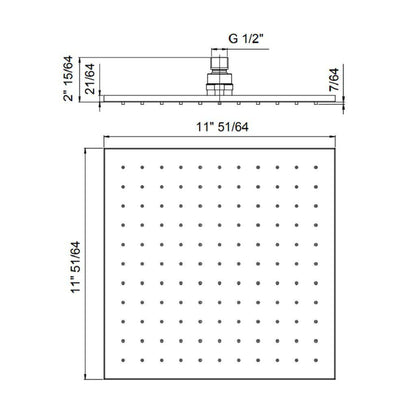 LaToscana Shower Line 12" Square Matt Gold Brass Shower Head