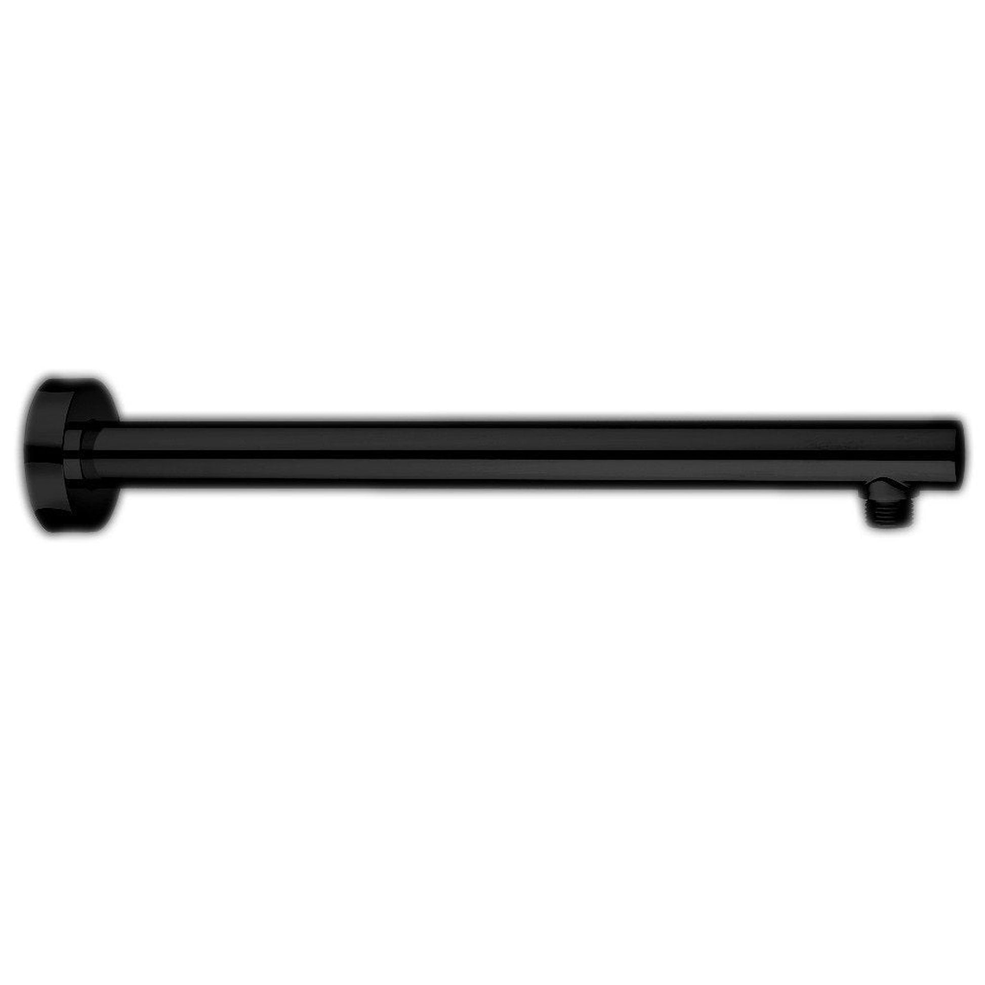 LaToscana Shower Line 16" Round Matt Black Wall-Mounted Shower Arm