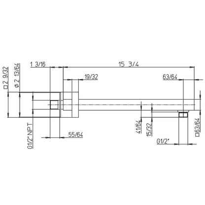 LaToscana Shower Line 16" Square Matt Black Wall-Mounted Shower Arm