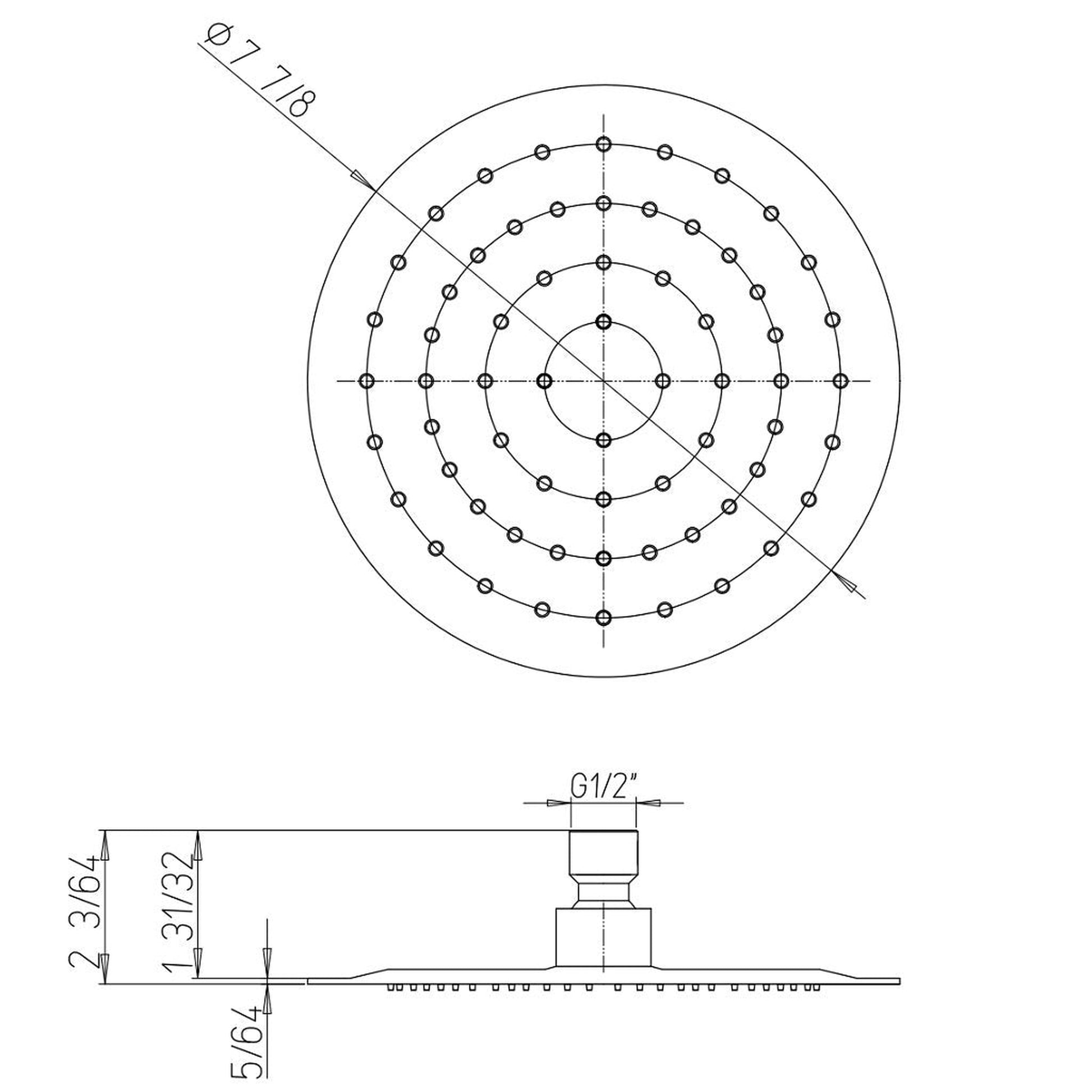 LaToscana Shower Line 8" Round Chrome Extra Slim Shower Head