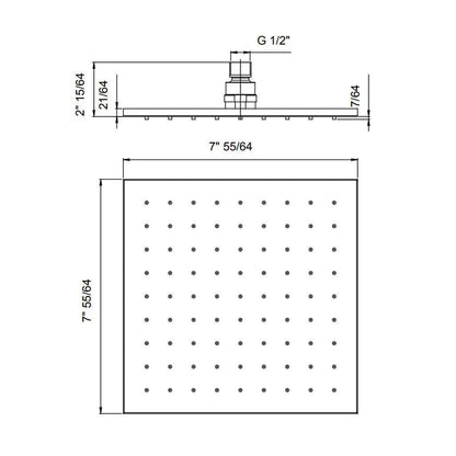 LaToscana Shower Line 8" Square Brushed Nickel Brass Shower Head