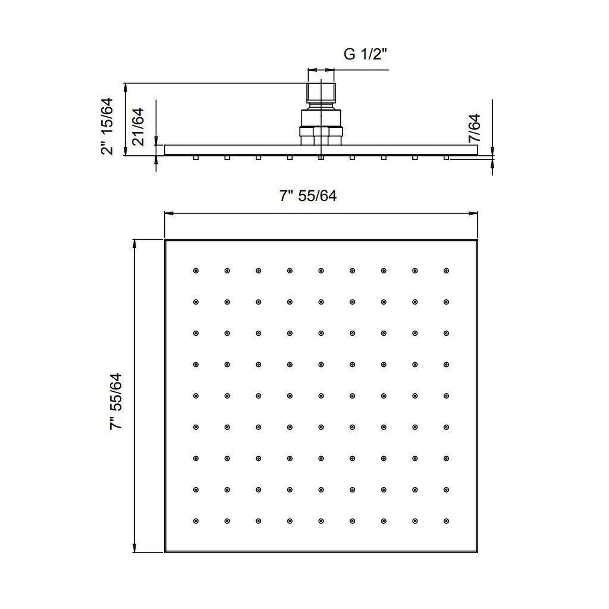 LaToscana Shower Line 8" Square Matt Gold Brass Shower Head