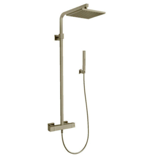 LaToscana Shower Line Brushed Nickel Shower Column With Thermostatic Mixer & Wall-Mounted Shower Holder