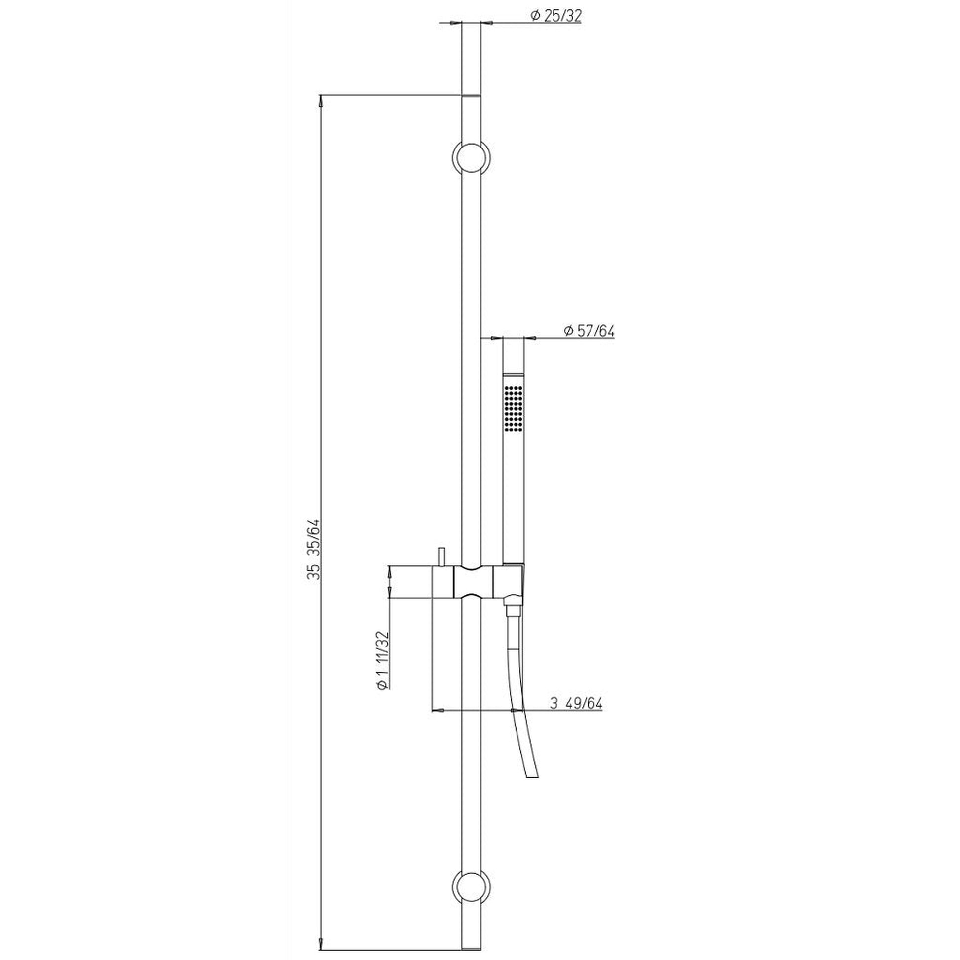 LaToscana Shower Line Brushed Nickel Wall-Mounted Brass Slide Bar Kit With Single Jet Handheld Shower