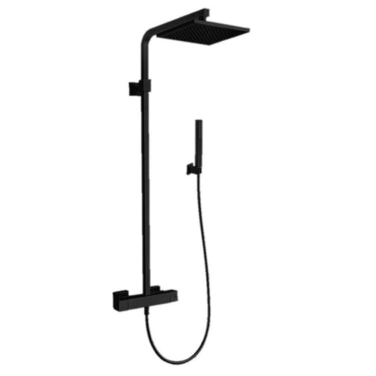 LaToscana Shower Line Matt Black Shower Column With Thermostatic Mixer & Wall-Mounted Shower Holder