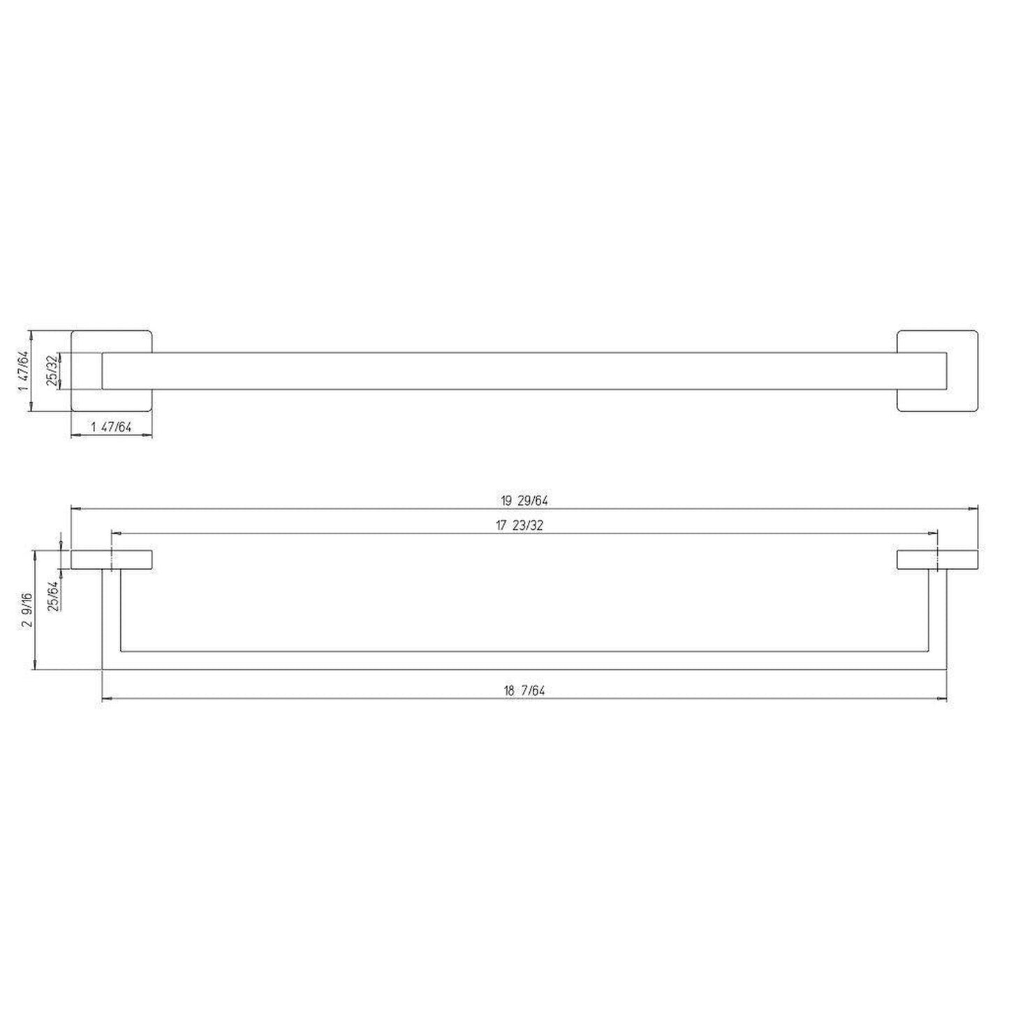 LaToscana Square 18" Brushed Nickel Wall-Mounted Towel Bar