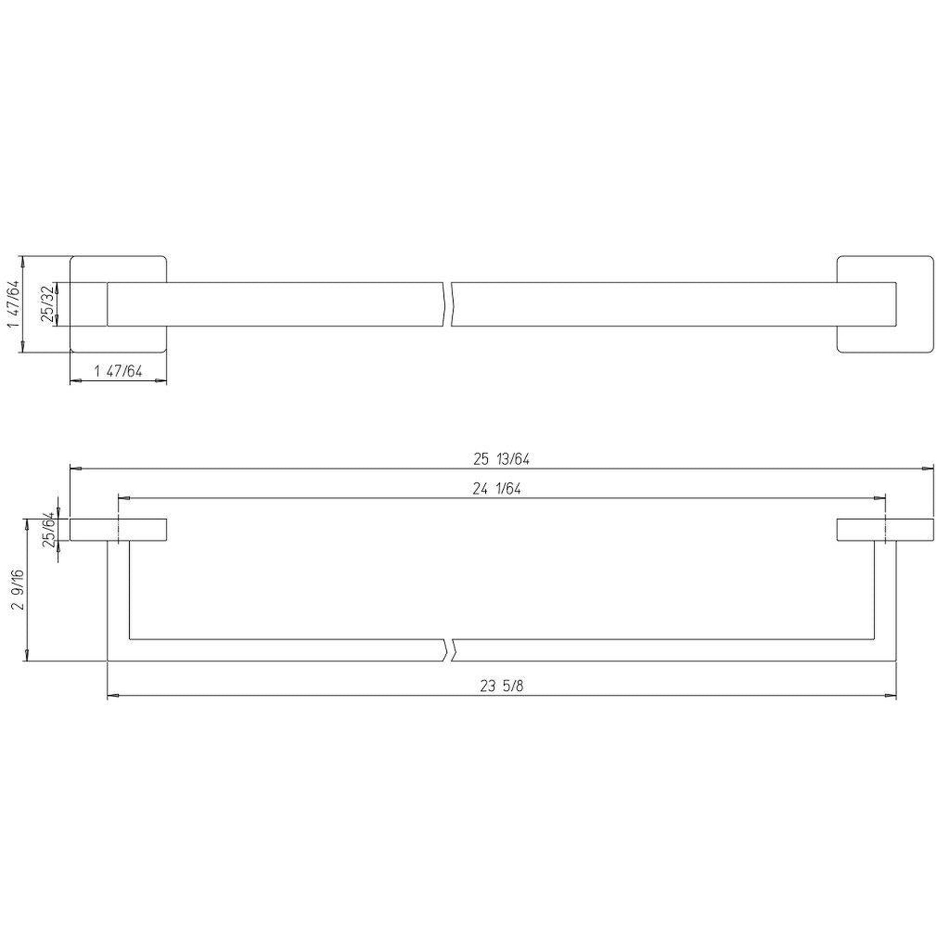 LaToscana Square 24" Chrome Wall-Mounted Towel Bar