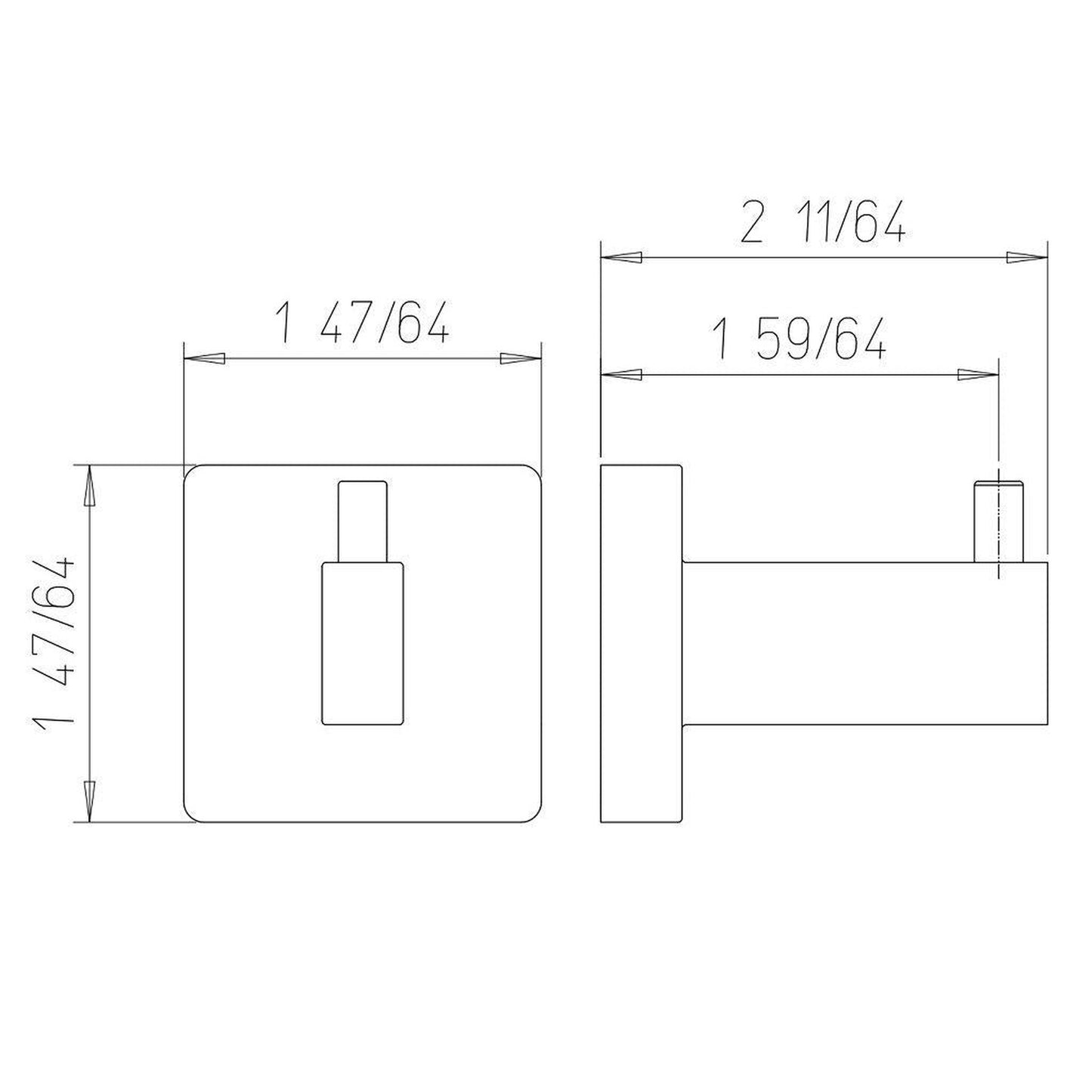 LaToscana Square Chrome Wall-Mounted Robe Hook