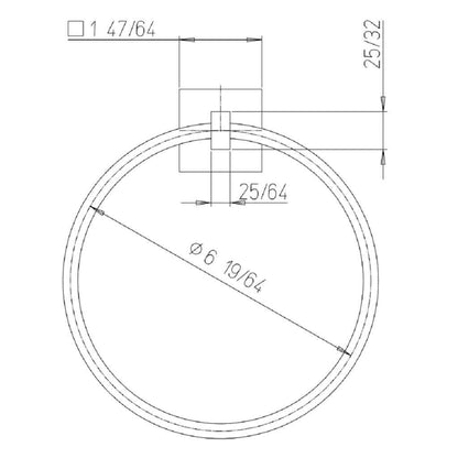 LaToscana Square Matt Black Wall-Mounted Towel Ring
