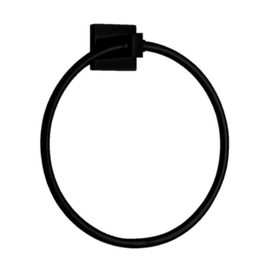 LaToscana Square Matt Black Wall-Mounted Towel Ring