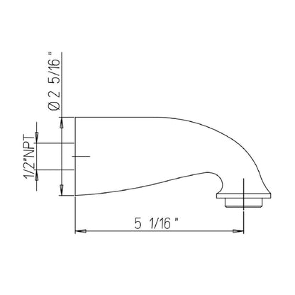 LaToscana Water Harmony 5.75" Brushed Nickel Wall-Mounted Tub Spout