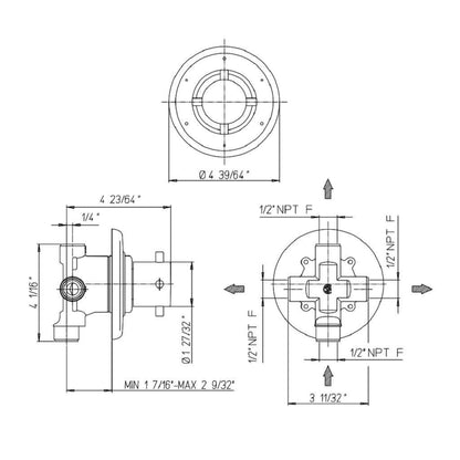 LaToscana Water Harmony Brushed Nickel 3-Way Diverter Valve & Trim