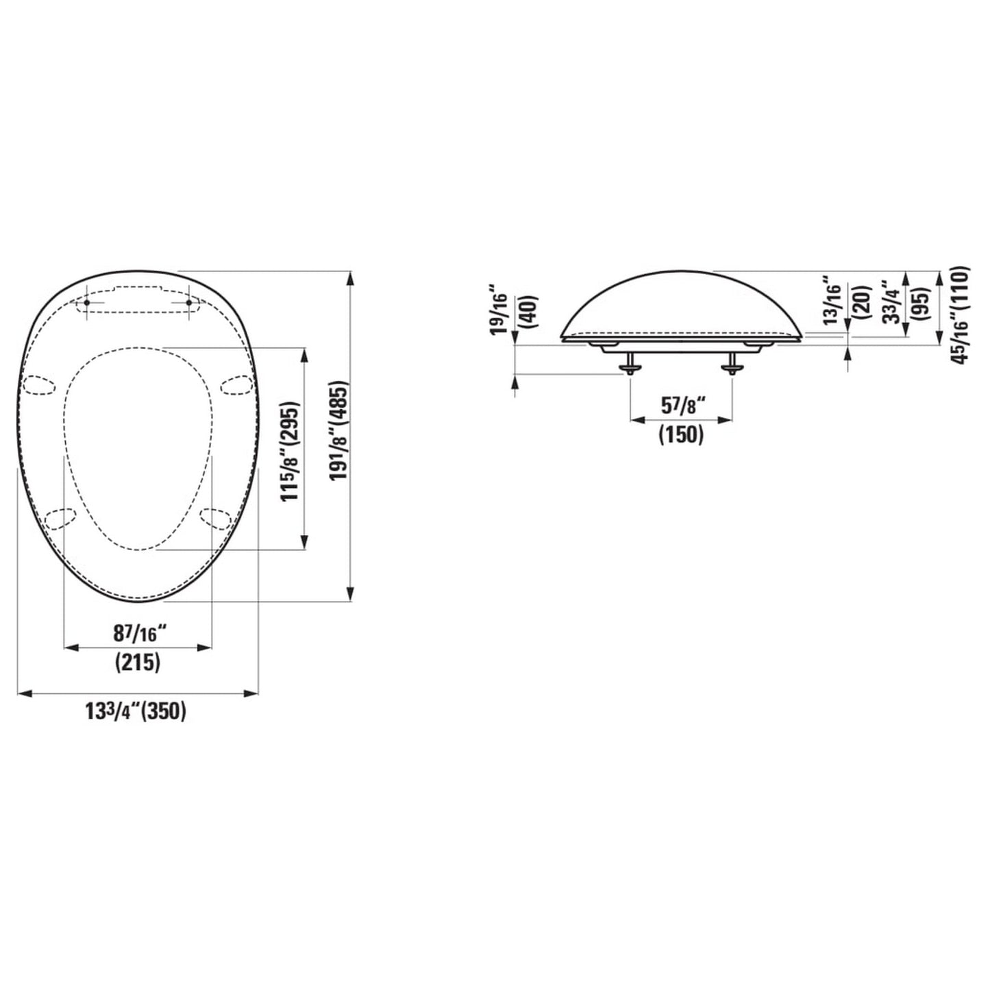 Laufen IlBagnoAlessi 14" White Soft-Close Toilet Seat and Cover for IlBagnoAlessi Toilet Model: H820978