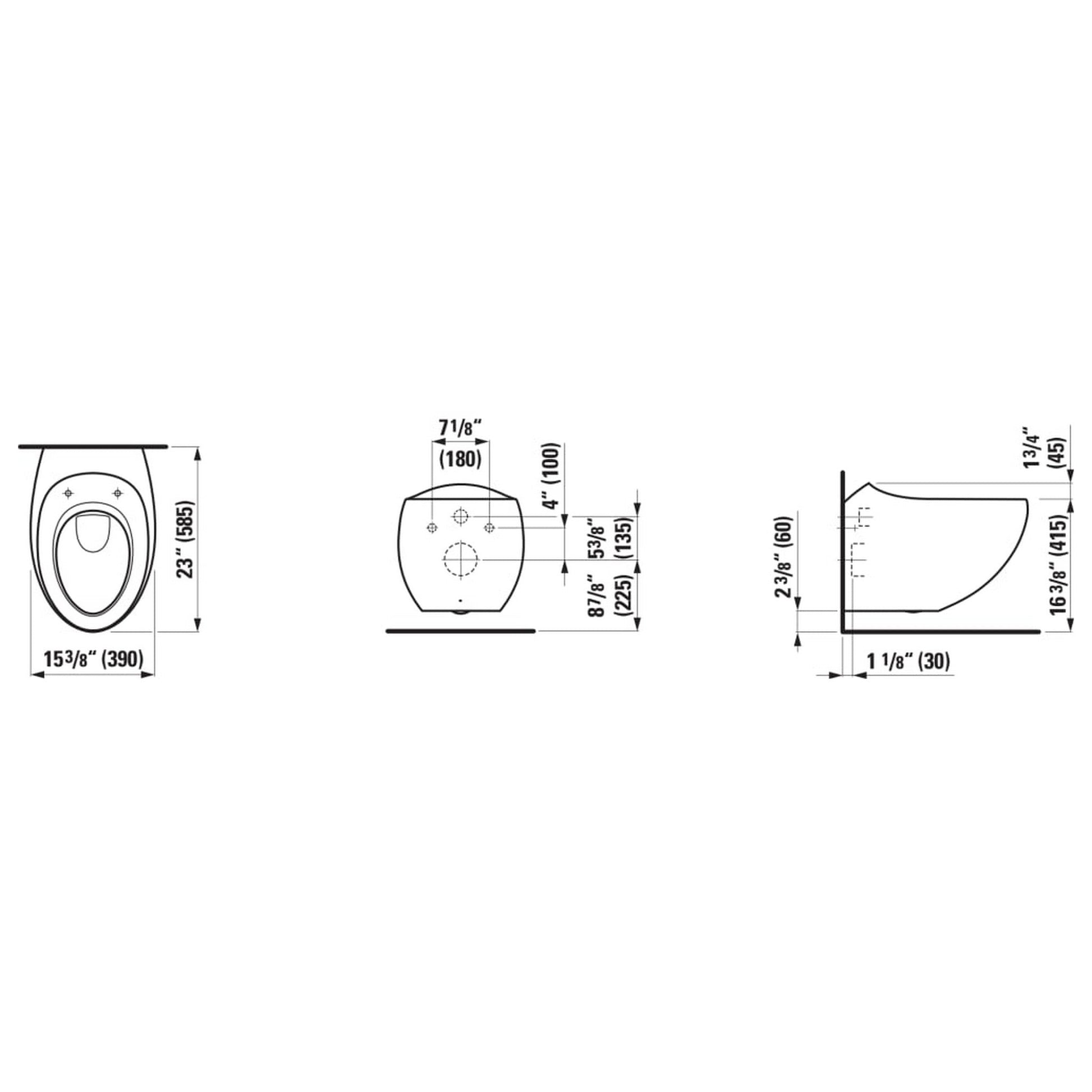 Laufen IlBagnoAlessi 16" White Washdown Wall-Mounted Toilet