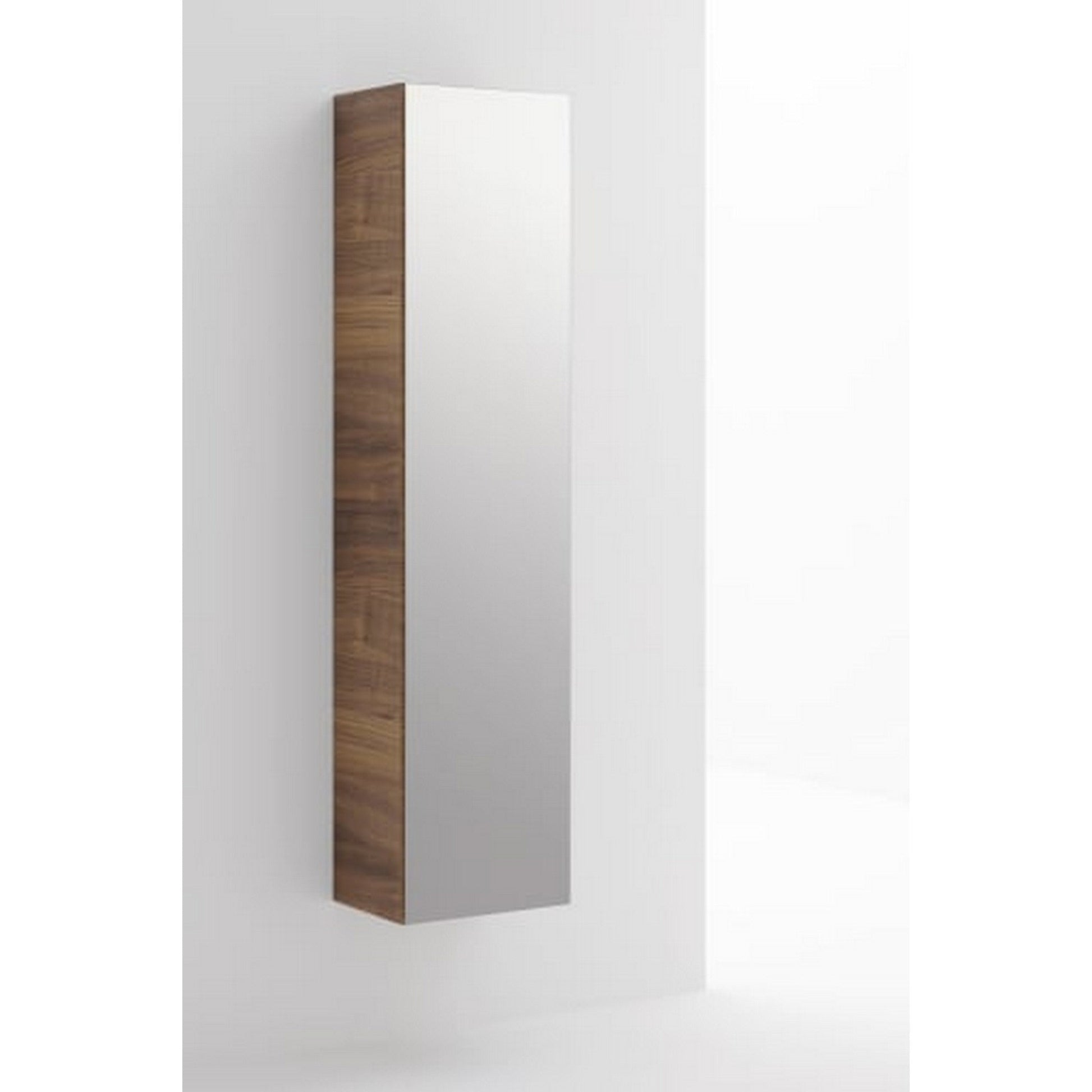 Laufen IlBagnoAlessi 16" x 67" Glossy White Wall-Mounted Left-Hinged Tall Cabinet With Mirrored Door and 4 Glass Shelves