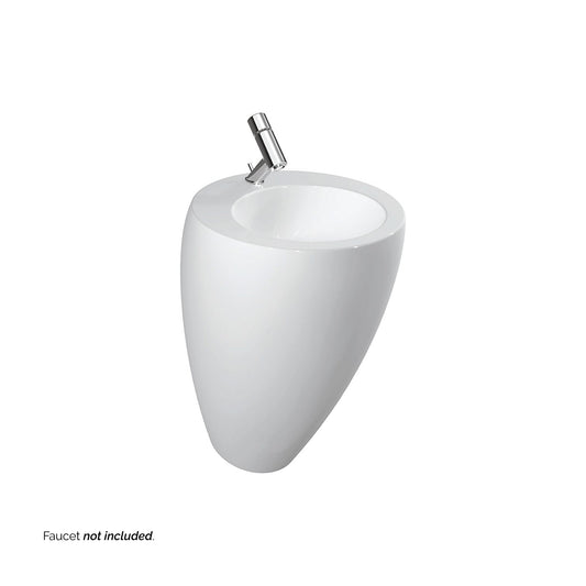Laufen IlBagnoAlessi 21" x 33" Round White Floor-Mounted Bathroom Sink With Faucet Hole